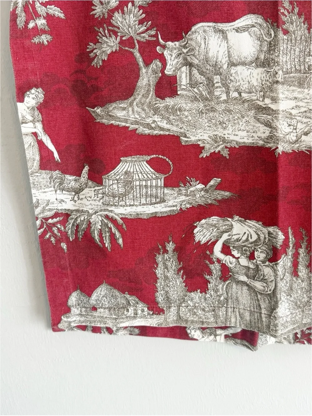 WILLIAMS SONOMA Set Of 4 Red TOILE French Prairie Cottage Cotton Napkins ITALY